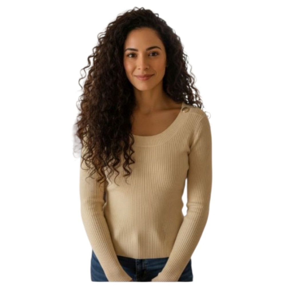Moda International Sweater –  Pretty Pale Yellow, Size Small
